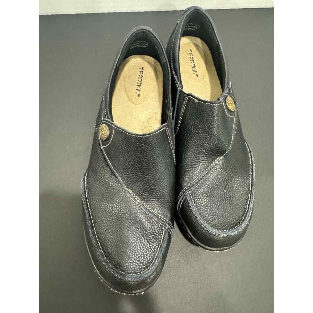 TERRIKAT  9.5 Leather Loafer Slip On Comfort Cushion Ortho Work Shoes Black - Picture 9 of 13